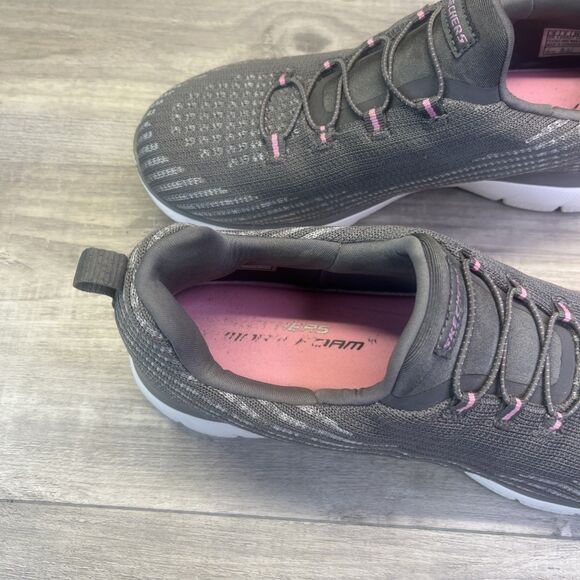 Skechers Summits Cool Dash Gray Light Pink Slip On Bungee Lace Shoes Womens Sz 9 - Picture 9 of 12